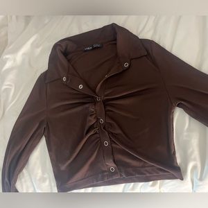 shein size small brown button up